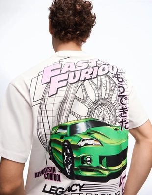 Футболка с принтом «Форсаж» и короткими рукавами- Заказать в России