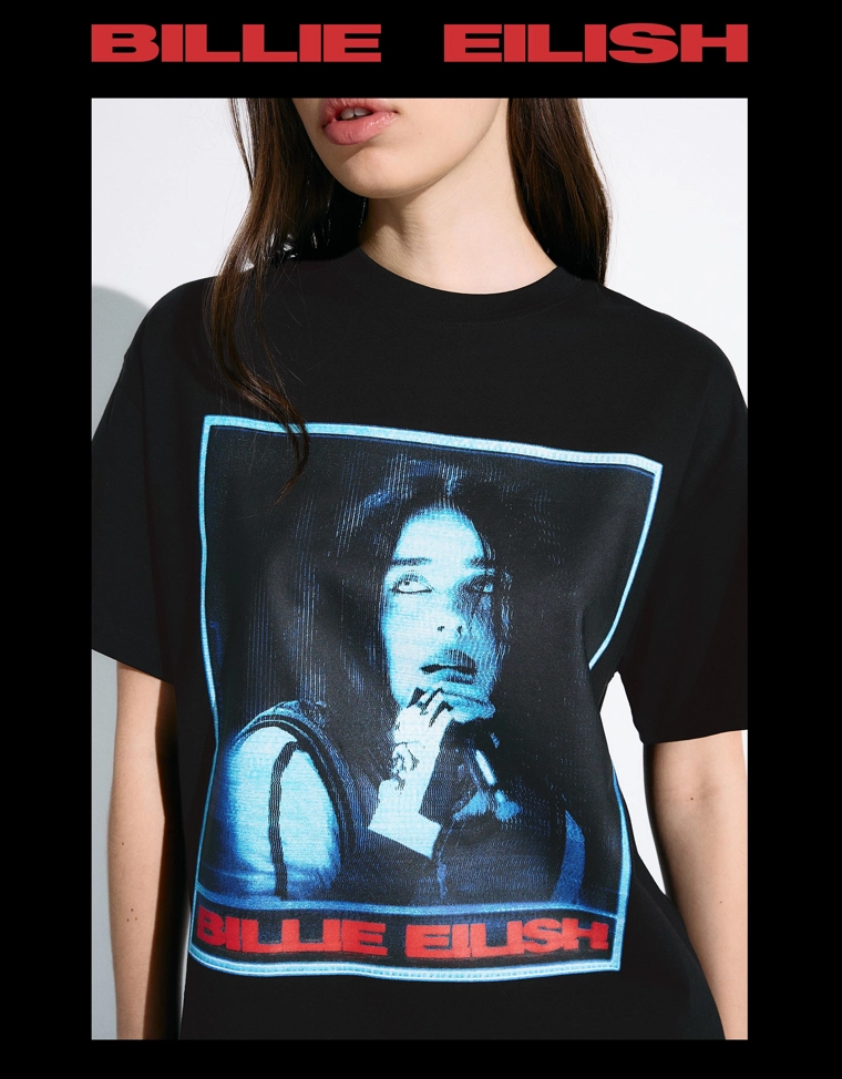 Футболка с короткими рукавами и принтом Billie Eilish