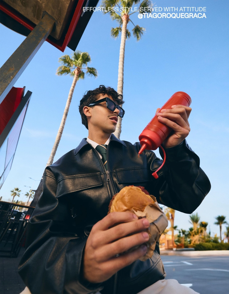 Куртка геометрического кроя из искусственной кожи