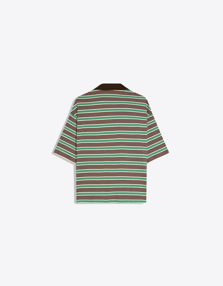 Поло с короткими рукавами, в полоску и с вышивкой