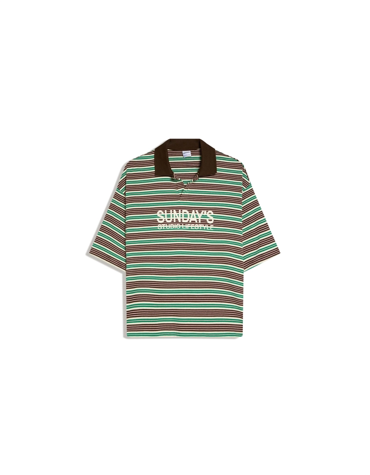 Поло с короткими рукавами, в полоску и с вышивкой