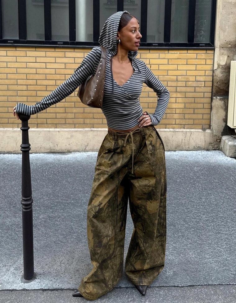 Брюки карго-парашюты с принтом