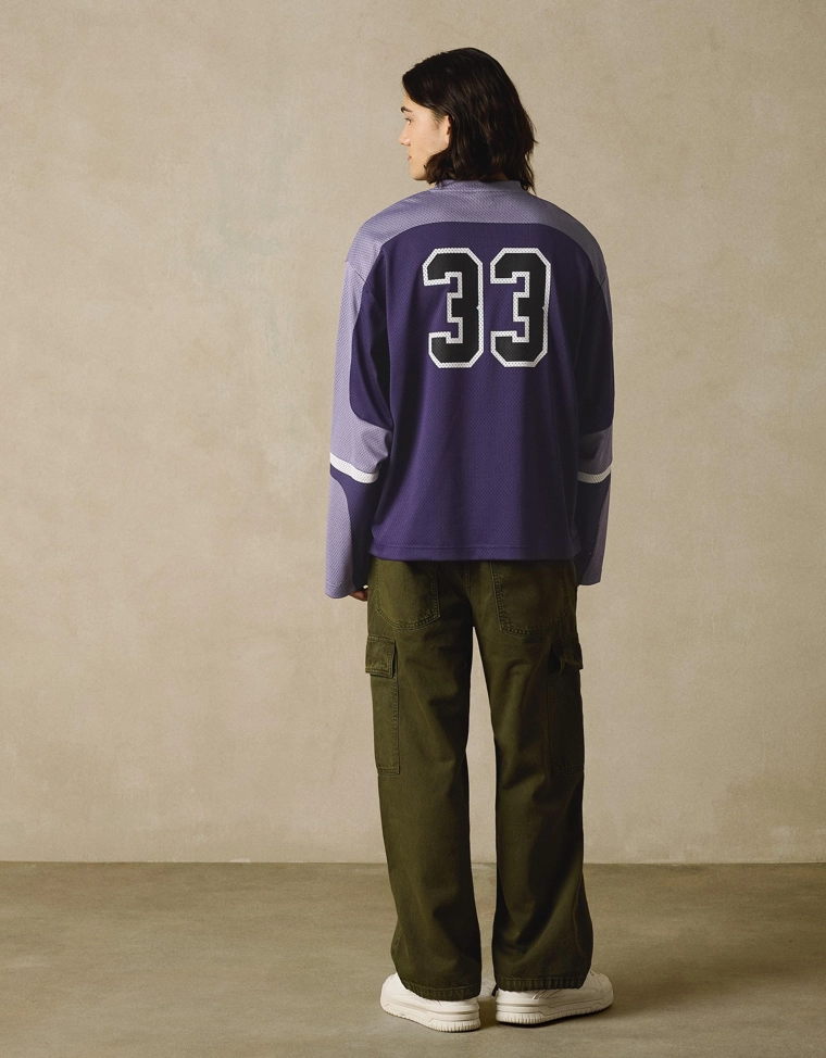 Лонгслив из сетчатой ткани с принтом