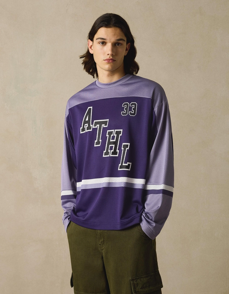 Лонгслив из сетчатой ткани с принтом