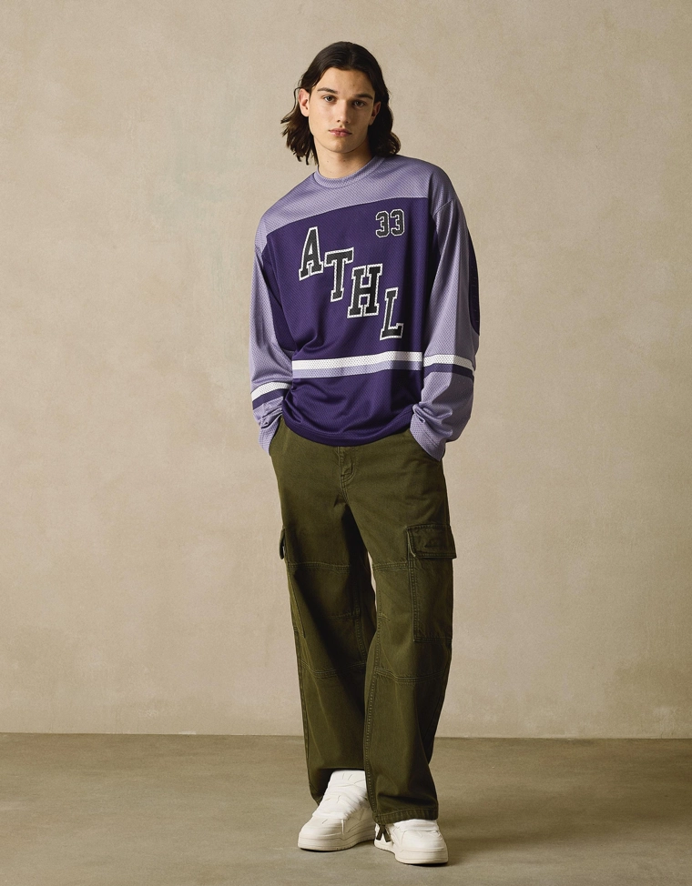 Лонгслив из сетчатой ткани с принтом