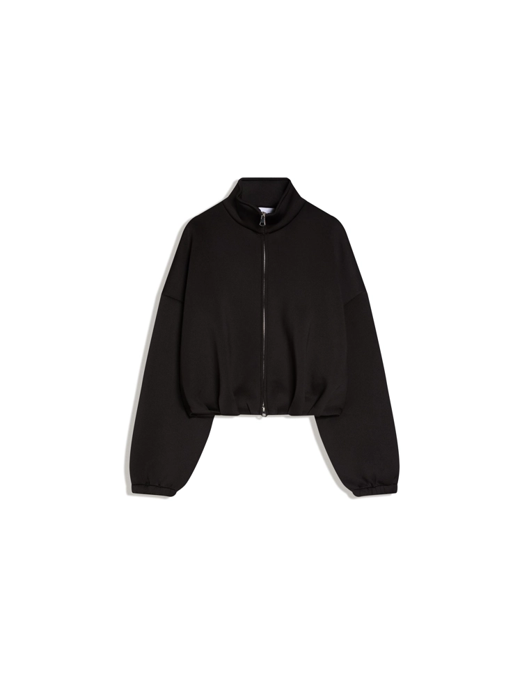 Neoprene effect zip-up balloon sweatshirt