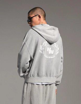 Толстовка геометрического кроя на молнии с принтом- Заказать в России