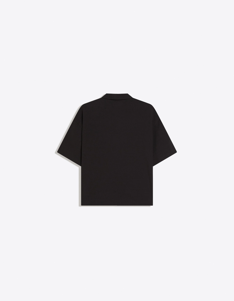 Рубашка геометрического кроя с короткими рукавами и складками