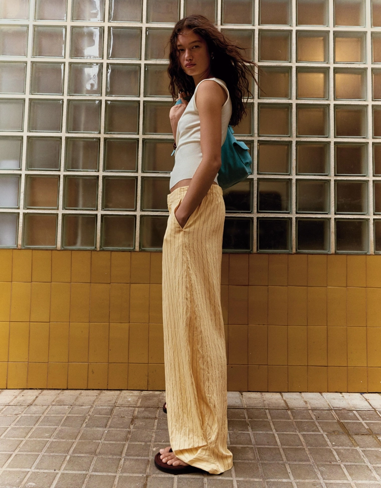 Брюки из струящейся ткани в полоску