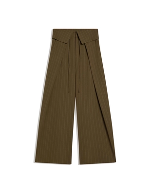 Брюки с защипами и отворотом на поясе- Заказать в России