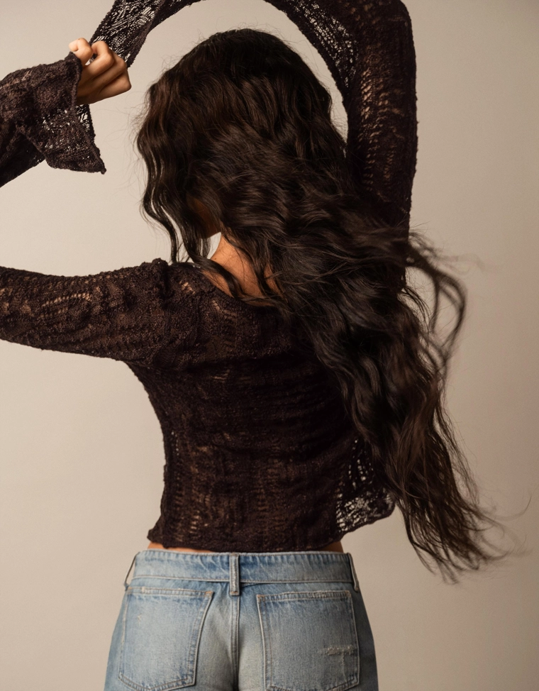 Жакет в стиле рустик ажурной вязки