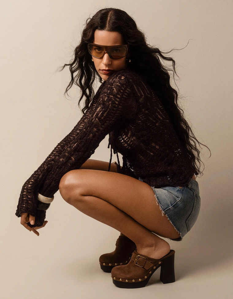 Жакет в стиле рустик ажурной вязки