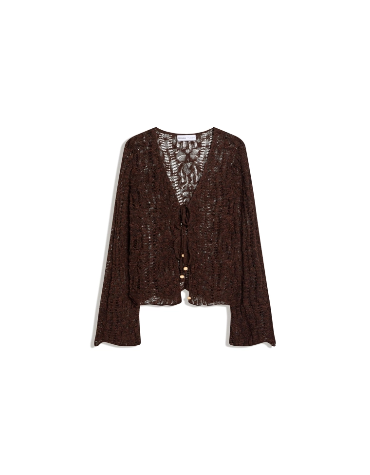 Жакет в стиле рустик ажурной вязки