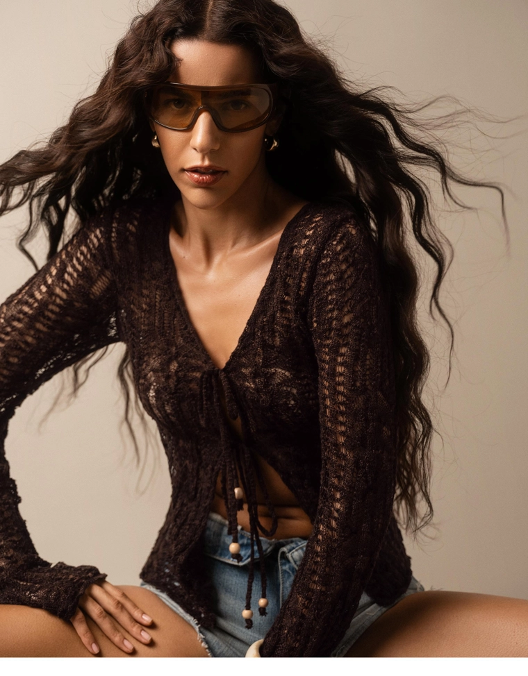 Жакет в стиле рустик ажурной вязки