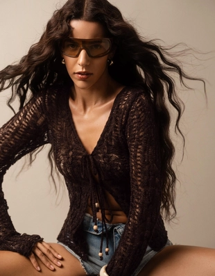 Жакет в стиле рустик ажурной вязки- Заказать в России