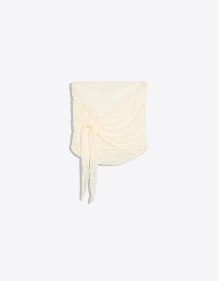 Мини-юбка с кружевом и узлом