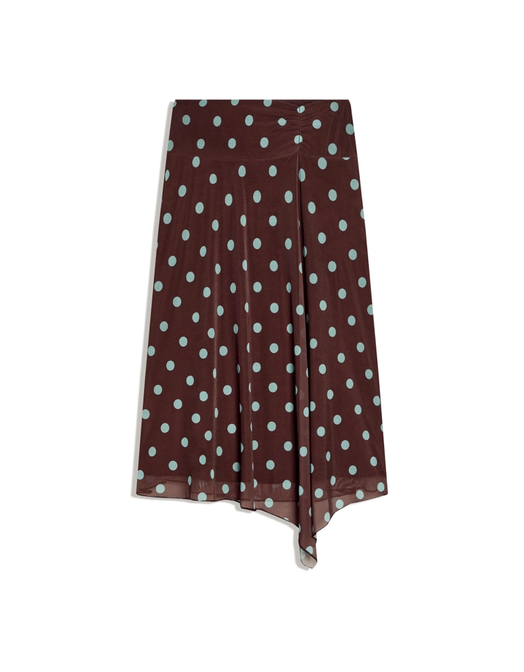 Асимметричная юбка миди в горошек