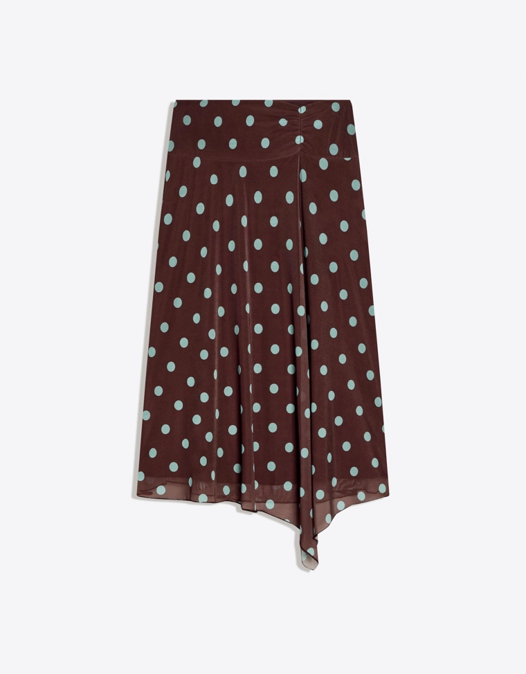 Асимметричная юбка миди в горошек