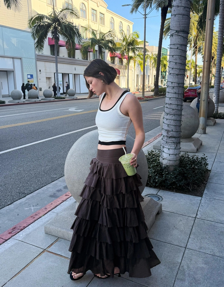 Юбка миди в стиле рустик с воланами