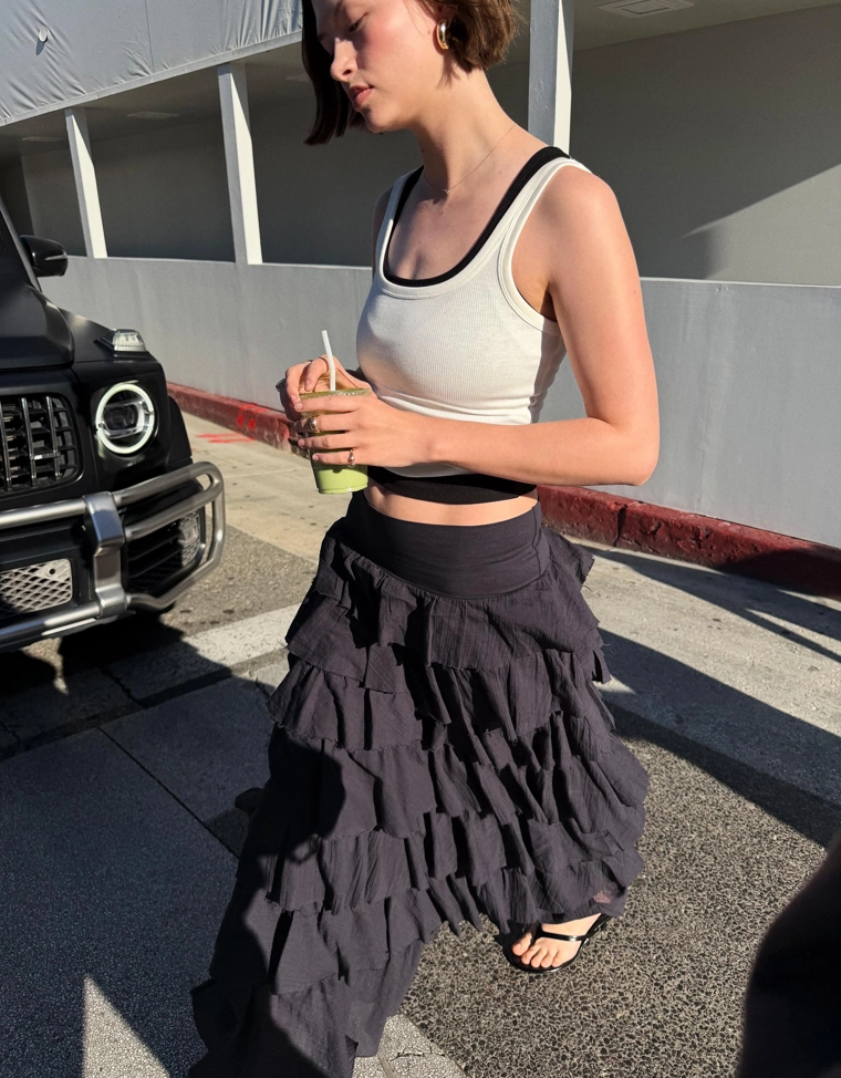 Юбка миди в стиле рустик с воланами