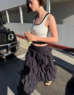 Юбка миди в стиле рустик с воланами- Заказать в России