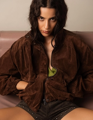 Кожаная куртка с карманами- Заказать в России