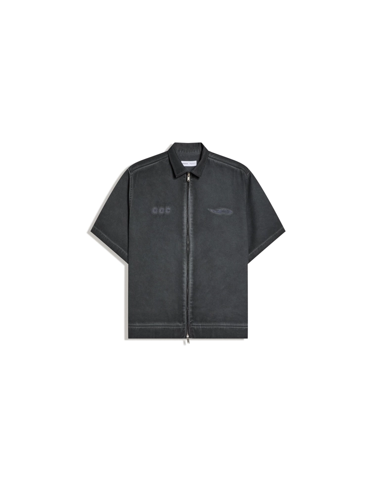 Рубашка геометрического кроя с короткими рукавами и вышивкой OUT OF CORE