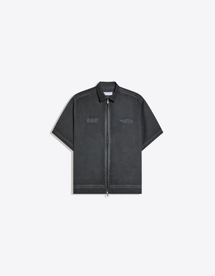 Рубашка геометрического кроя с короткими рукавами и вышивкой Out Of Core- Заказать в России