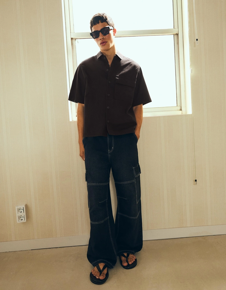 Рубашка геометрического кроя с короткими рукавами