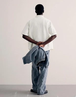 Рубашка геометрического кроя с короткими рукавами и вышивкой- Заказать в России