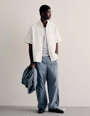 Рубашка геометрического кроя с короткими рукавами и вышивкой- Заказать в России