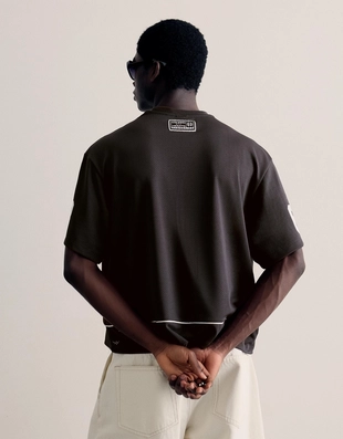 Футболка из сетчатой ткани с принтом- Заказать в России