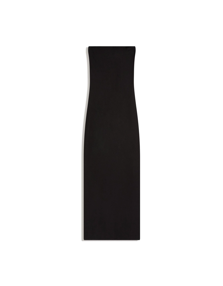 Вязаное платье миди с открытыми плечами