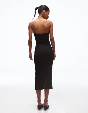 Вязаное платье миди с открытыми плечами- Заказать в России