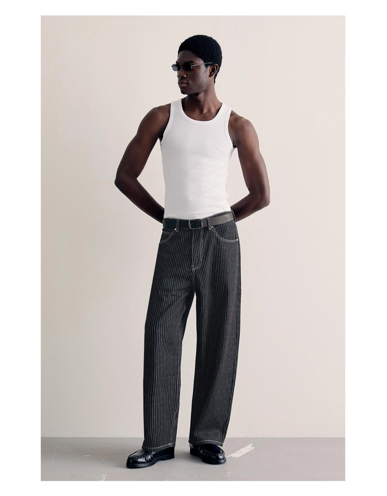 Джинсы-бананы в полоску