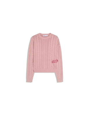 Свитер с круглым вырезом и узором «Косы»- Заказать в России