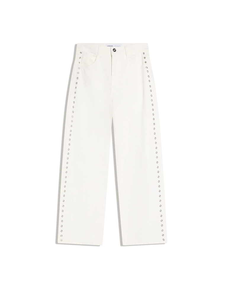 Джинсы свободного кроя с низкой посадкой и заклепками