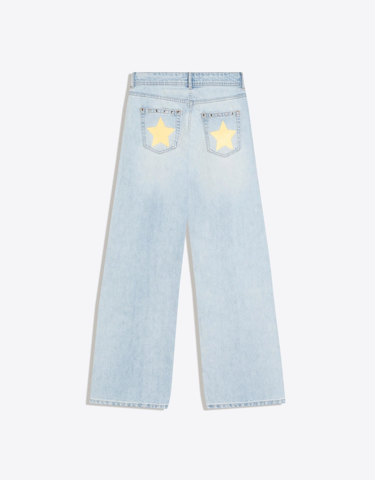 Джинсы свободного кроя с низкой посадкой и заклепками