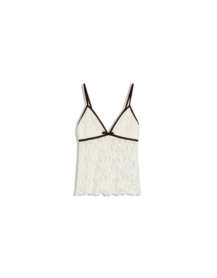 Кружевной топ на бретелях с бантом- Заказать в России