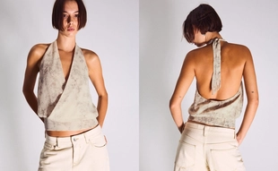 Топ с запахом и горловиной халтер- Заказать в России