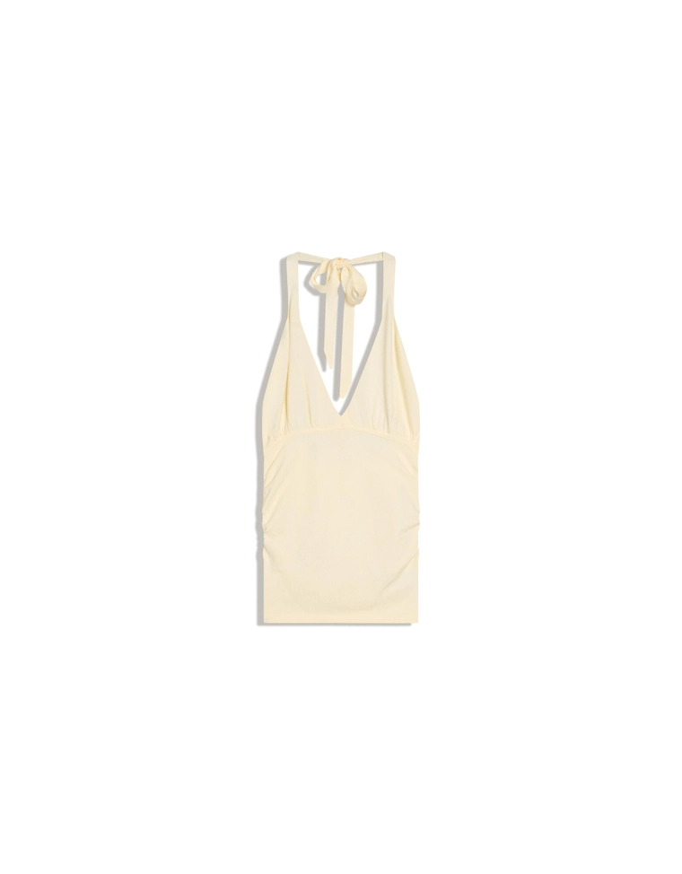 Топ со сборкой и горловиной халтер