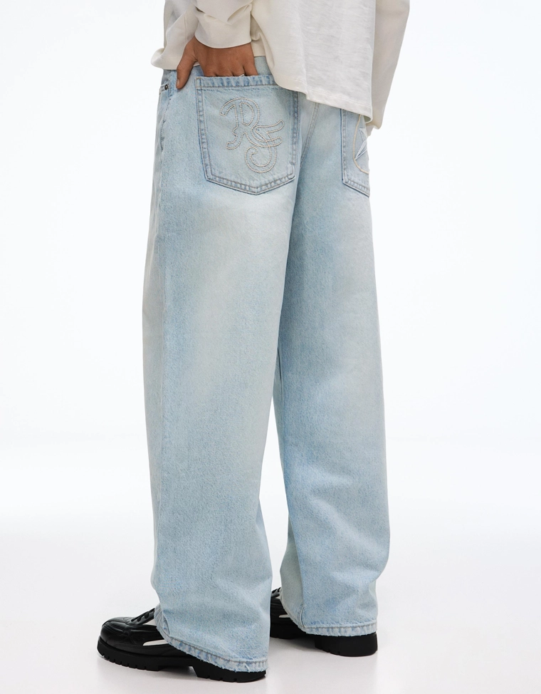 Джинсы barrel с вышивкой