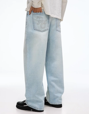 Джинсы barrel с вышивкой- Заказать в России