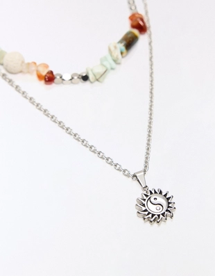 Ожерелье из камня и нержавеющей стали- Заказать в России