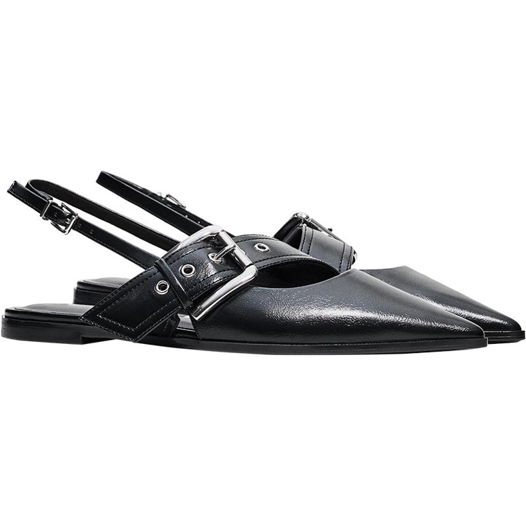 Балетки без задника с пряжкой