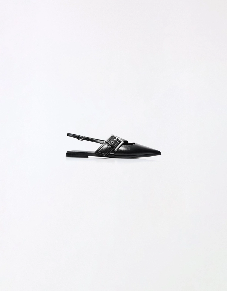 Балетки без задника с пряжкой