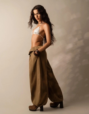 Брюки с отворотами на поясе- Заказать в России