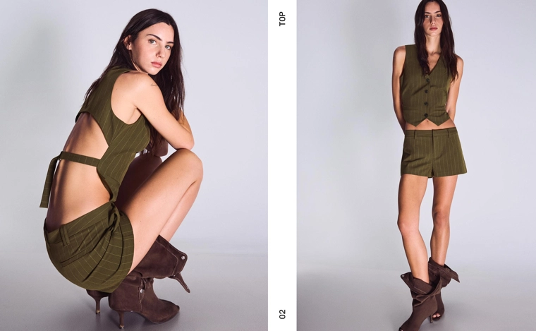 Жилет в полоску с пряжкой сзади