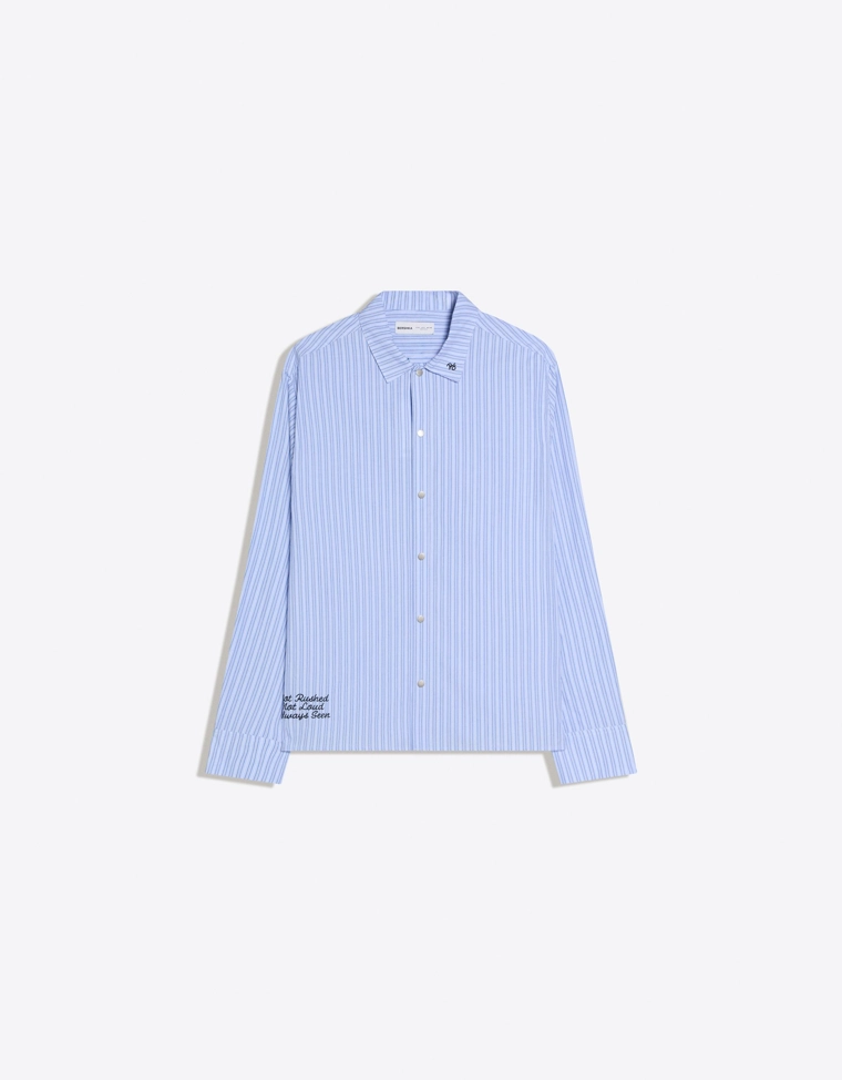 Рубашка геометрического кроя в полоску с вышивкой