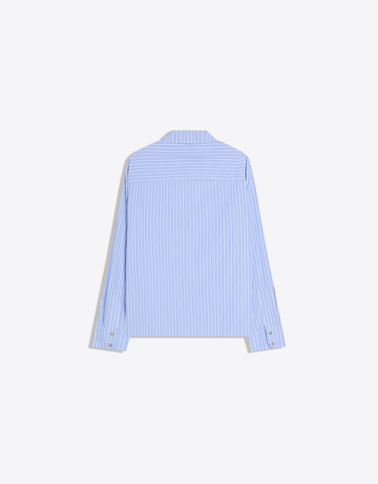 Рубашка геометрического кроя в полоску с вышивкой